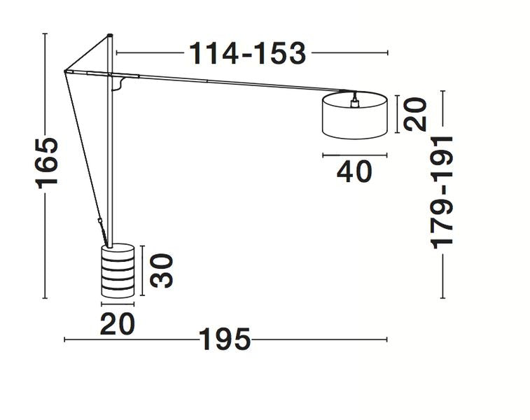 Lampadaire Traccia noir, tissu