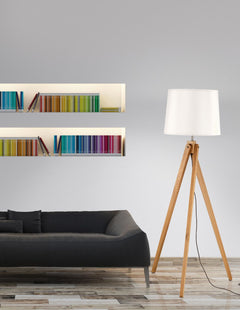 Lampadaire Alma bois, H 165 cm