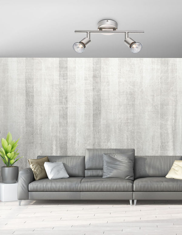 Plafonnier Base 2 lumières nickel
