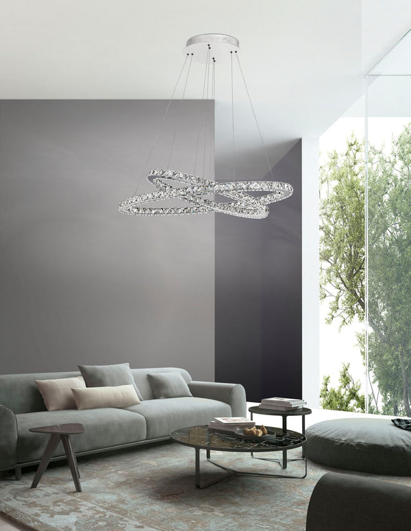 Suspension Celine chromée, cristal (7403001)