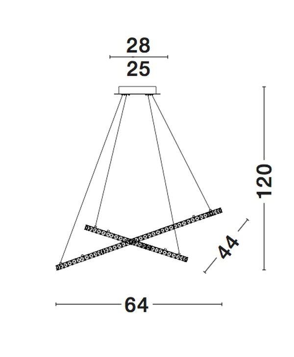 Suspension Celine chromée, cristal (7403001)