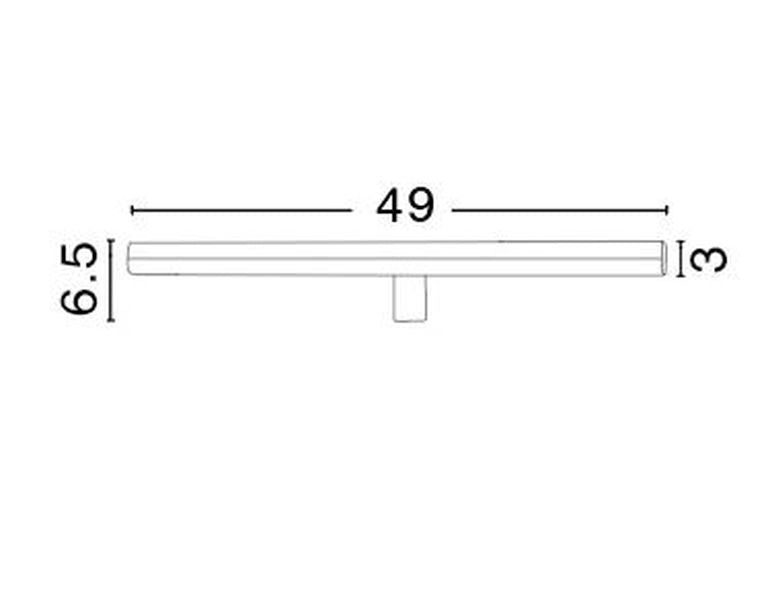 Schéma de dimensions indiquant une longueur de 49 cm et 6,5 cm de hauteur