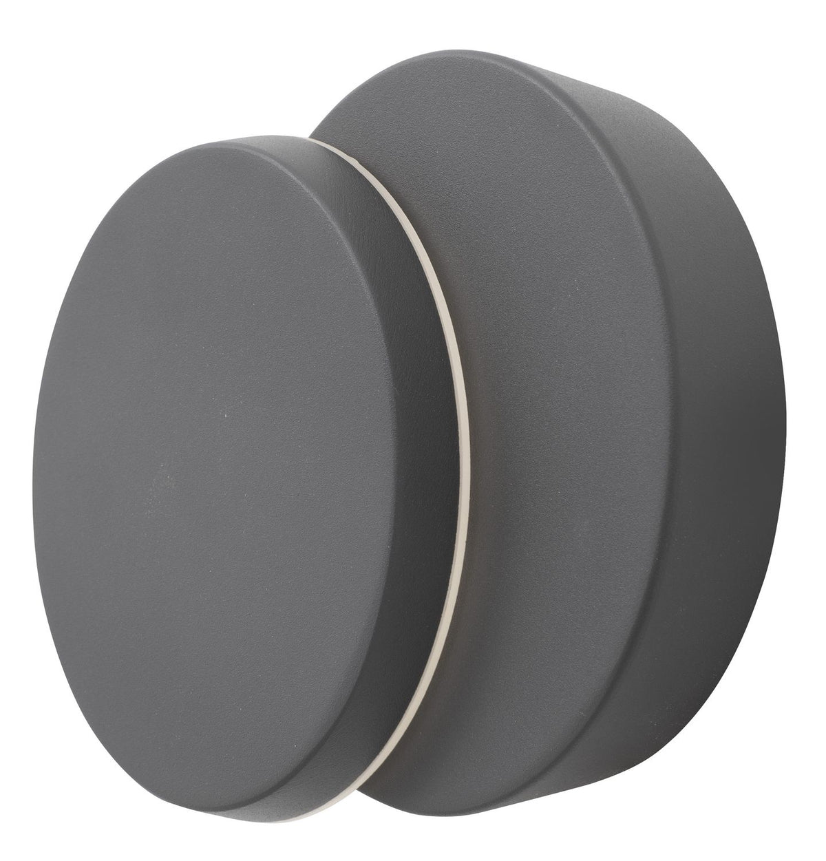 Vue rapprochée du disque gris anthracite avec sa ligne lumineuse périphérique