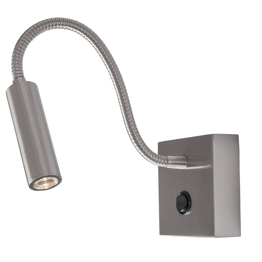 Produit de face sur fond blanc, tête cylindrique et bras flexible chromé