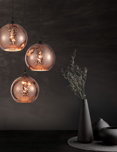 Suspension Blaze 3 lumières noire, verre