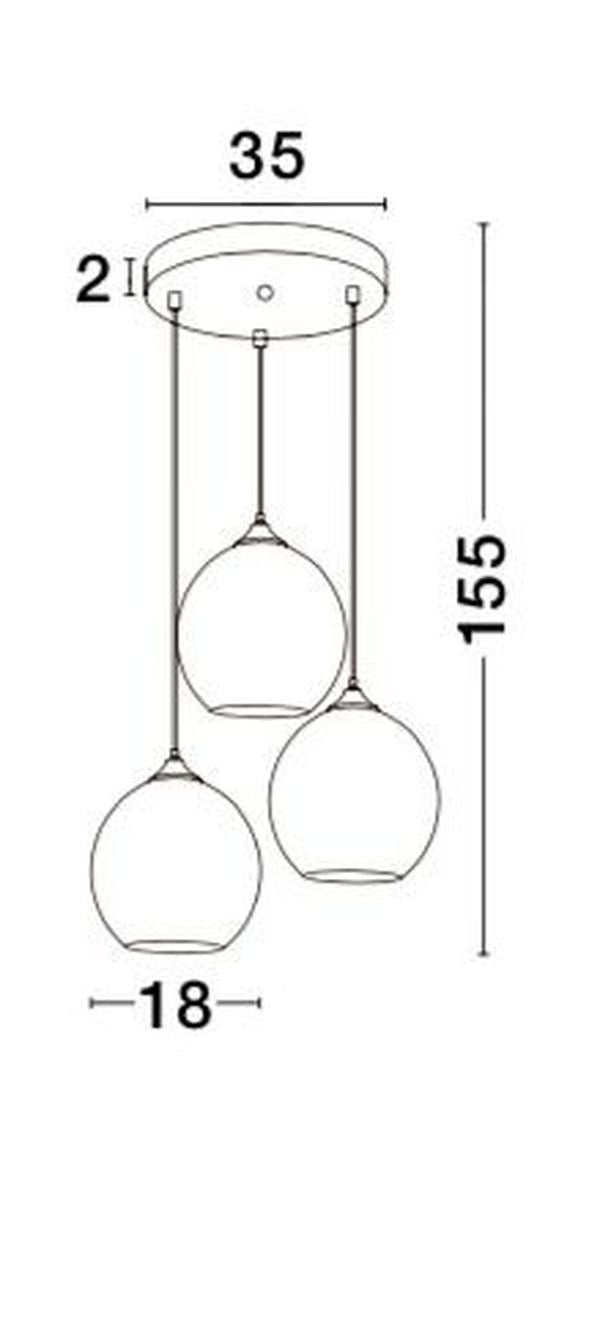 Suspension Blaze 3 lumières noire, verre