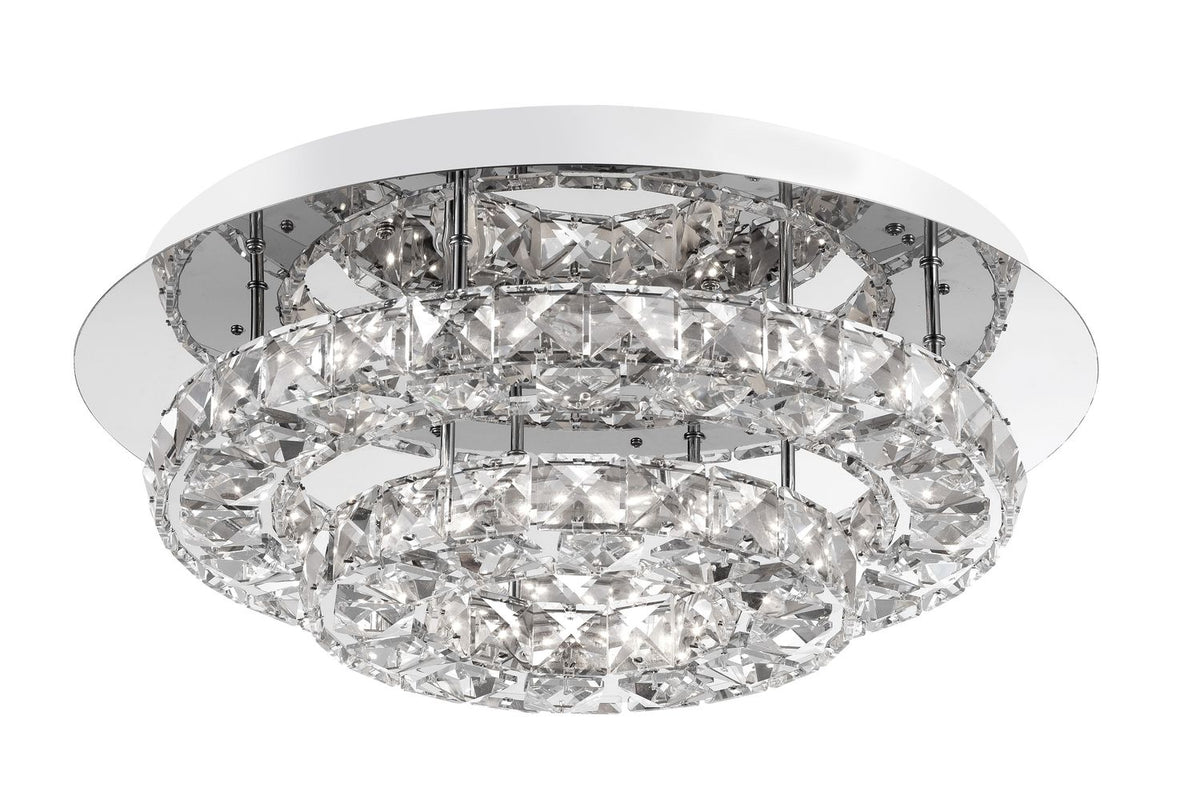 Plafonnier Quentin chromé, cristal, Ø 40 cm