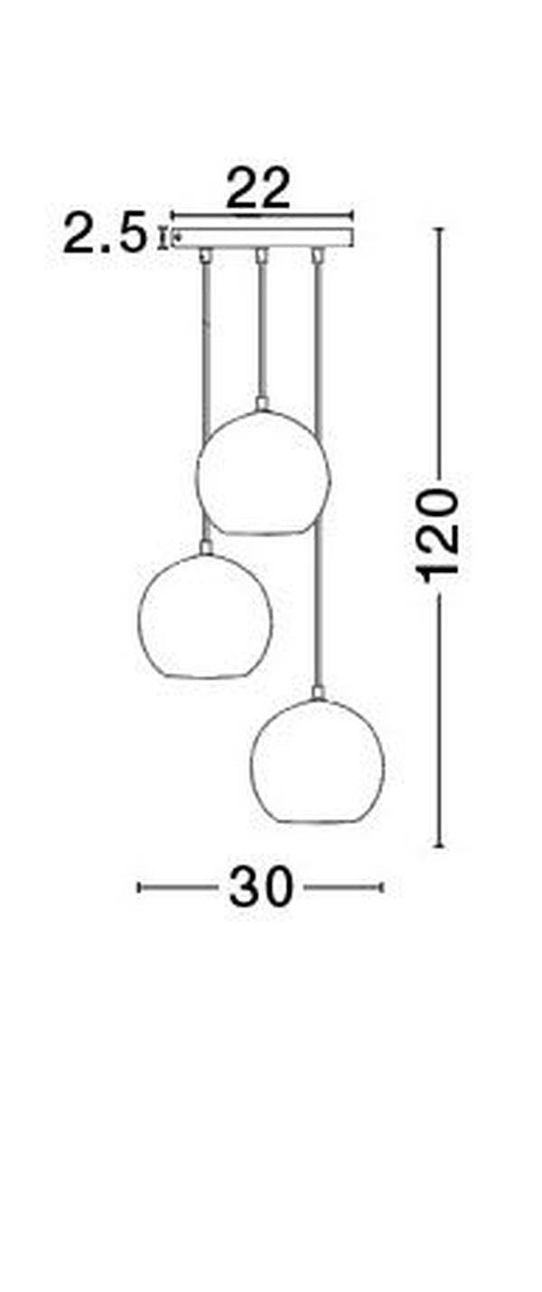 Suspension Adelina 3 lumières noire, verre