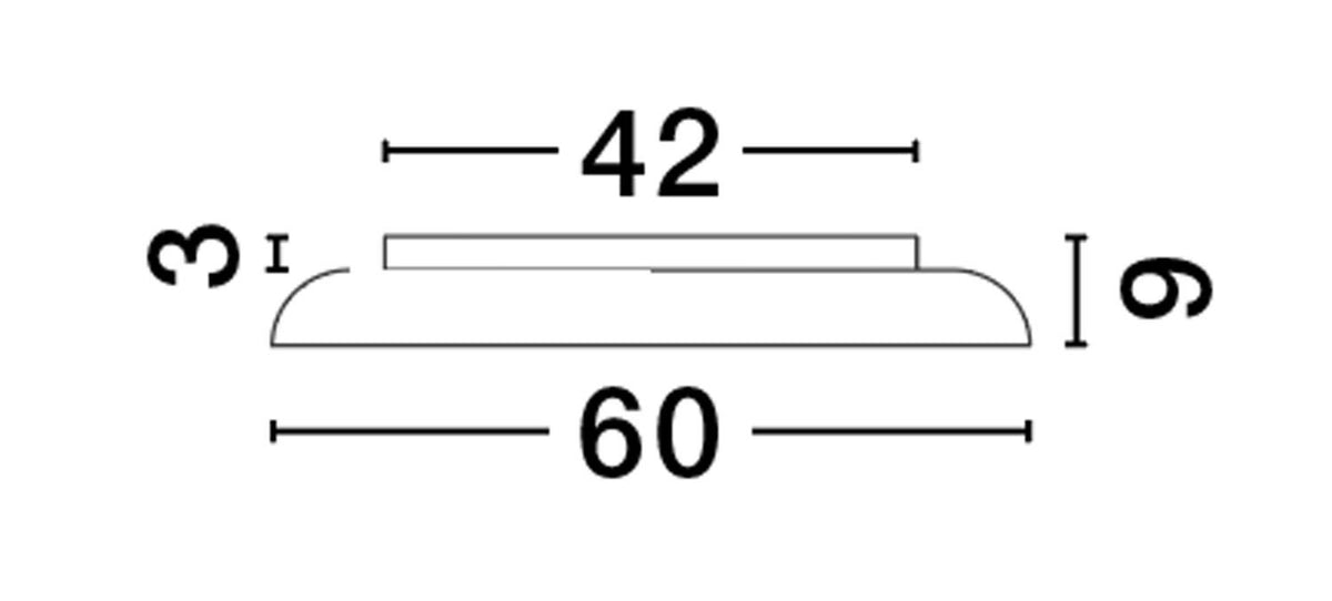Schéma de dimensions coté indiquant 60 cm de diamètre et 6 cm de hauteur