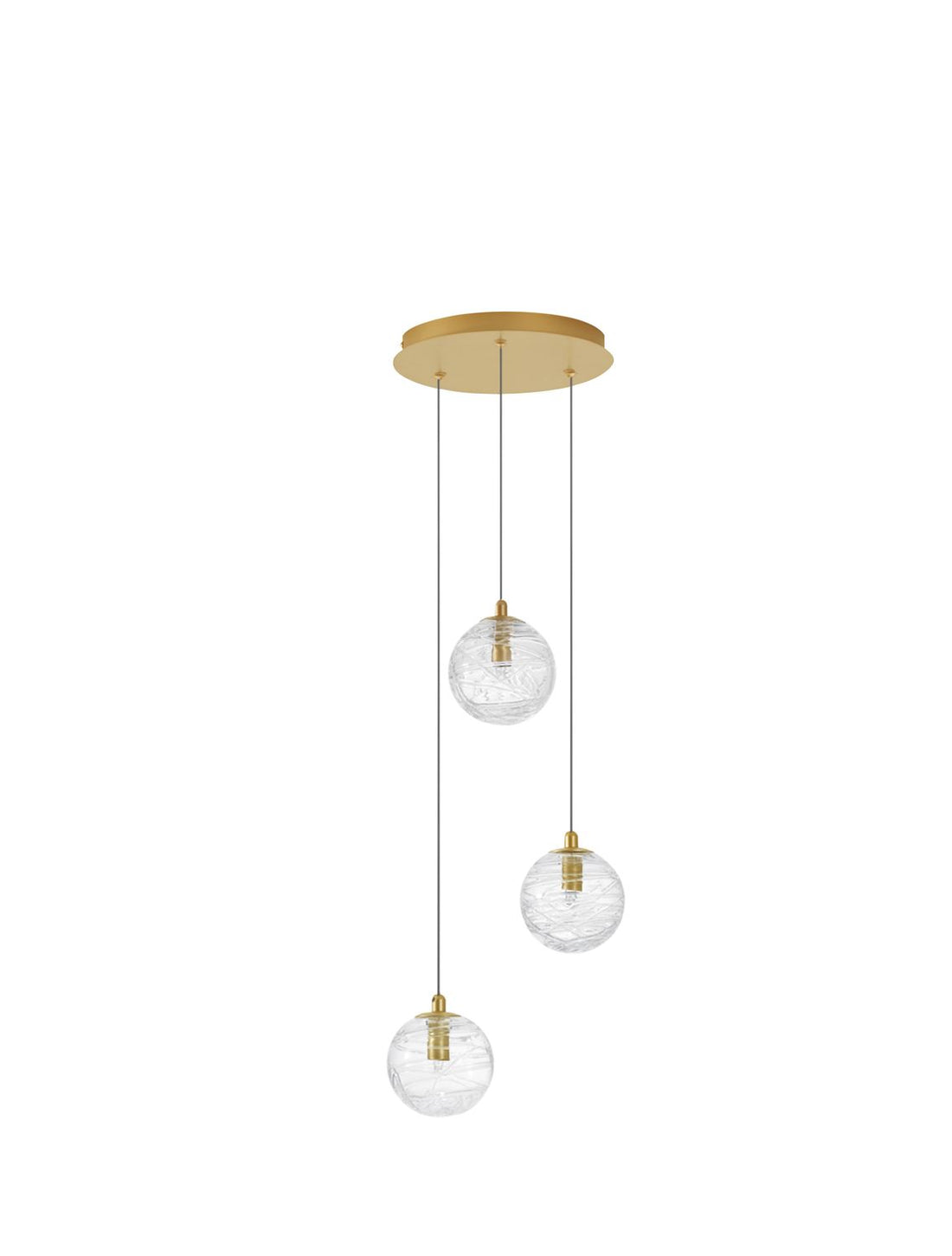 Suspension Coen 3 lumières dorée, verre