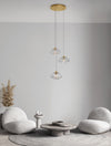 Suspension King 3 lumières dorée, verre