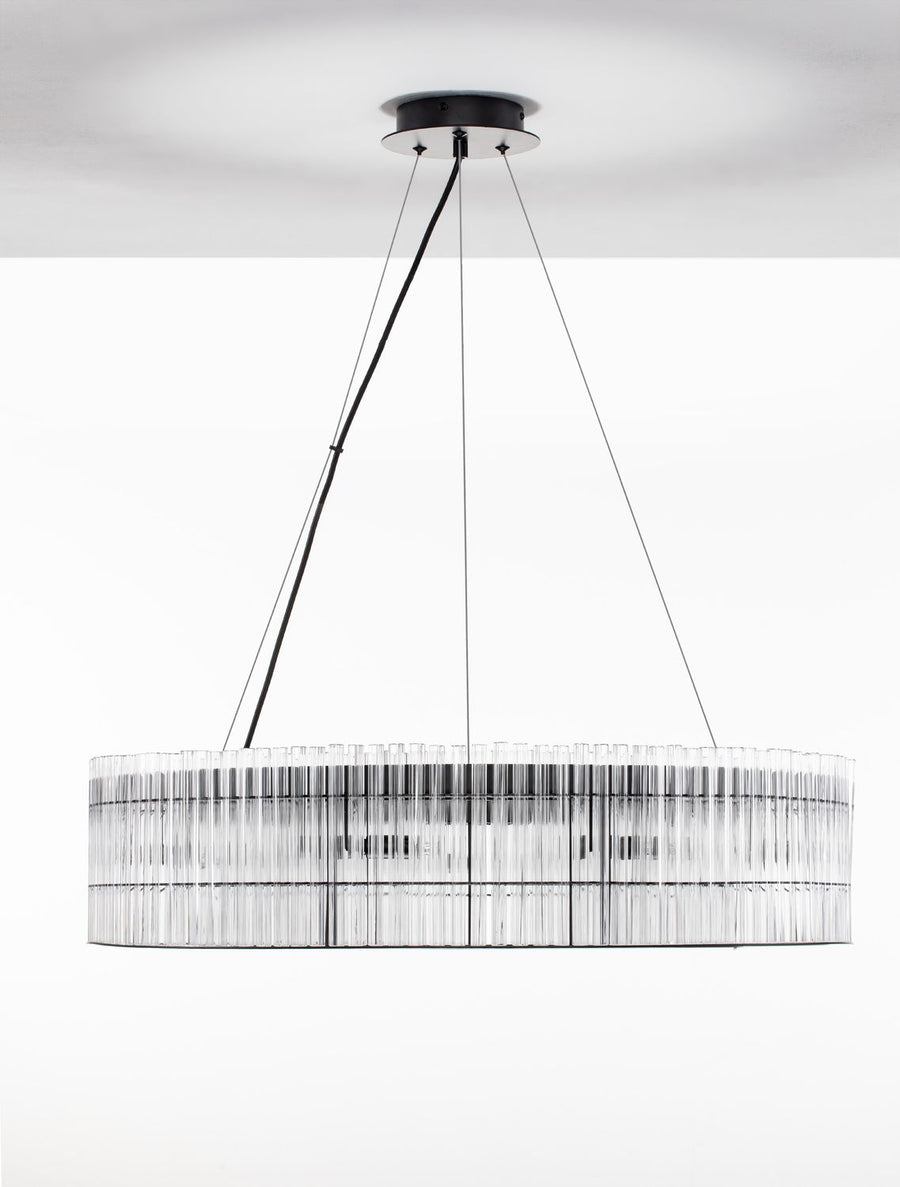 Suspension Barok 9 lumières noire, verre