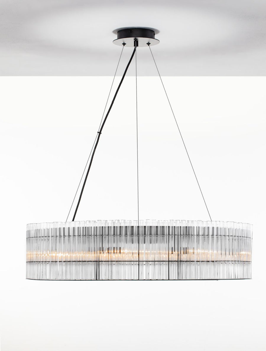Suspension Barok 9 lumières noire, verre