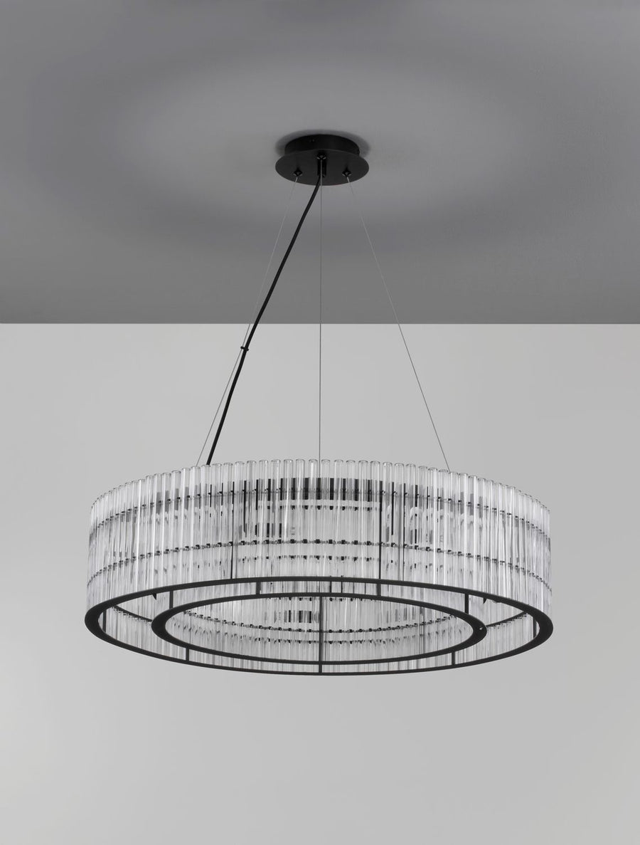Suspension Barok 9 lumières noire, verre