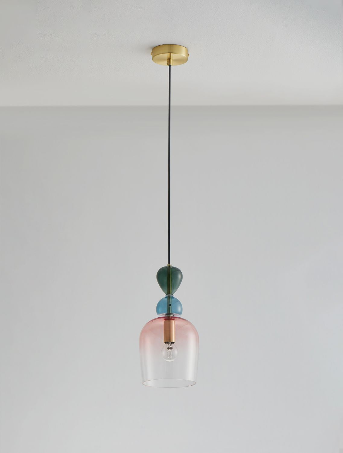 Suspension Murano dorée, verre, H 185,5 cm