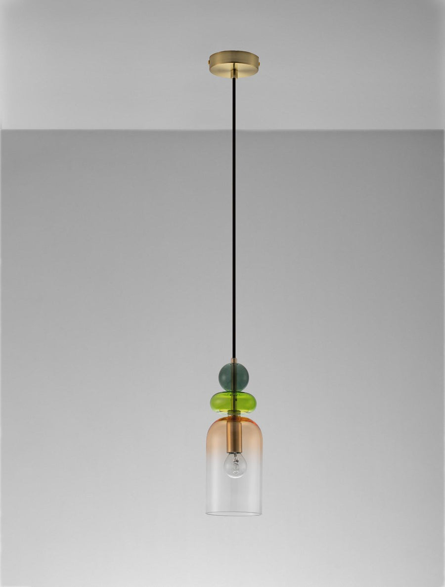 Suspension Murano dorée, verre, H 184 cm