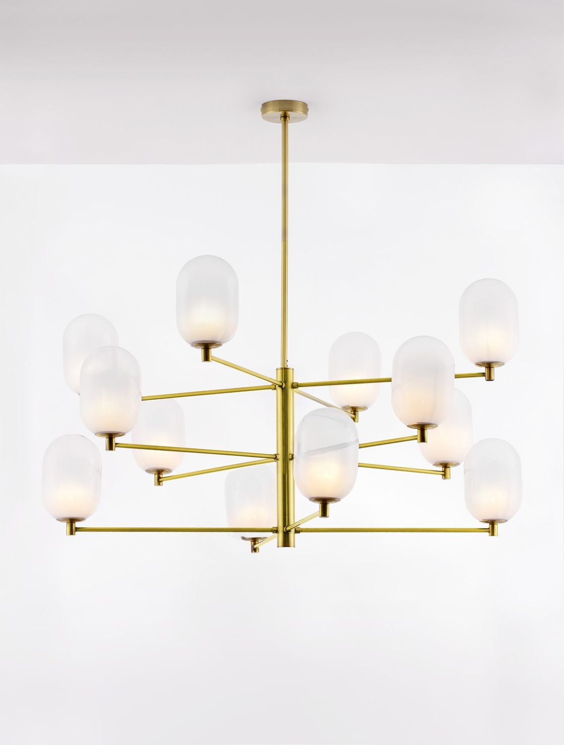 Suspension Balor 12 lumières dorée, verre