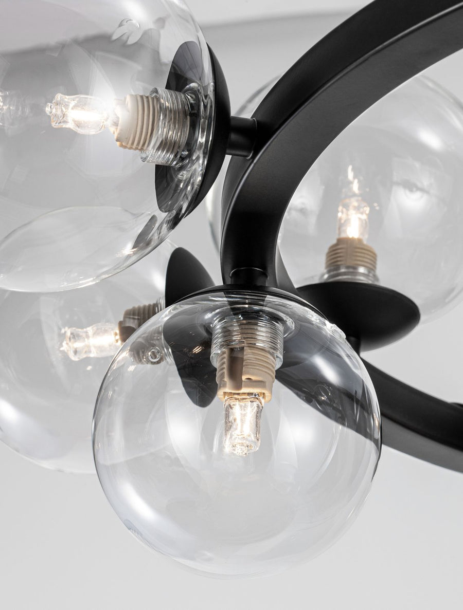 Suspension Odillia 11 lumières noire, verre (9009249)