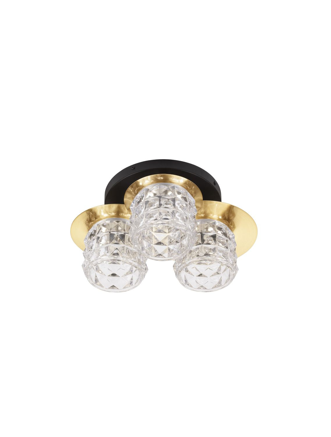 Plafonnier Lawan 3 lumières doré, cristal