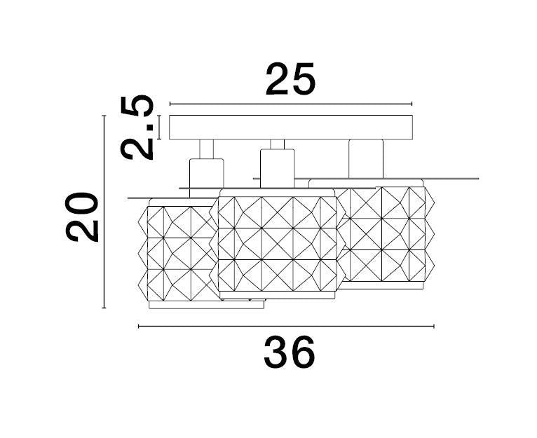 Plafonnier Lawan 3 lumières doré, cristal