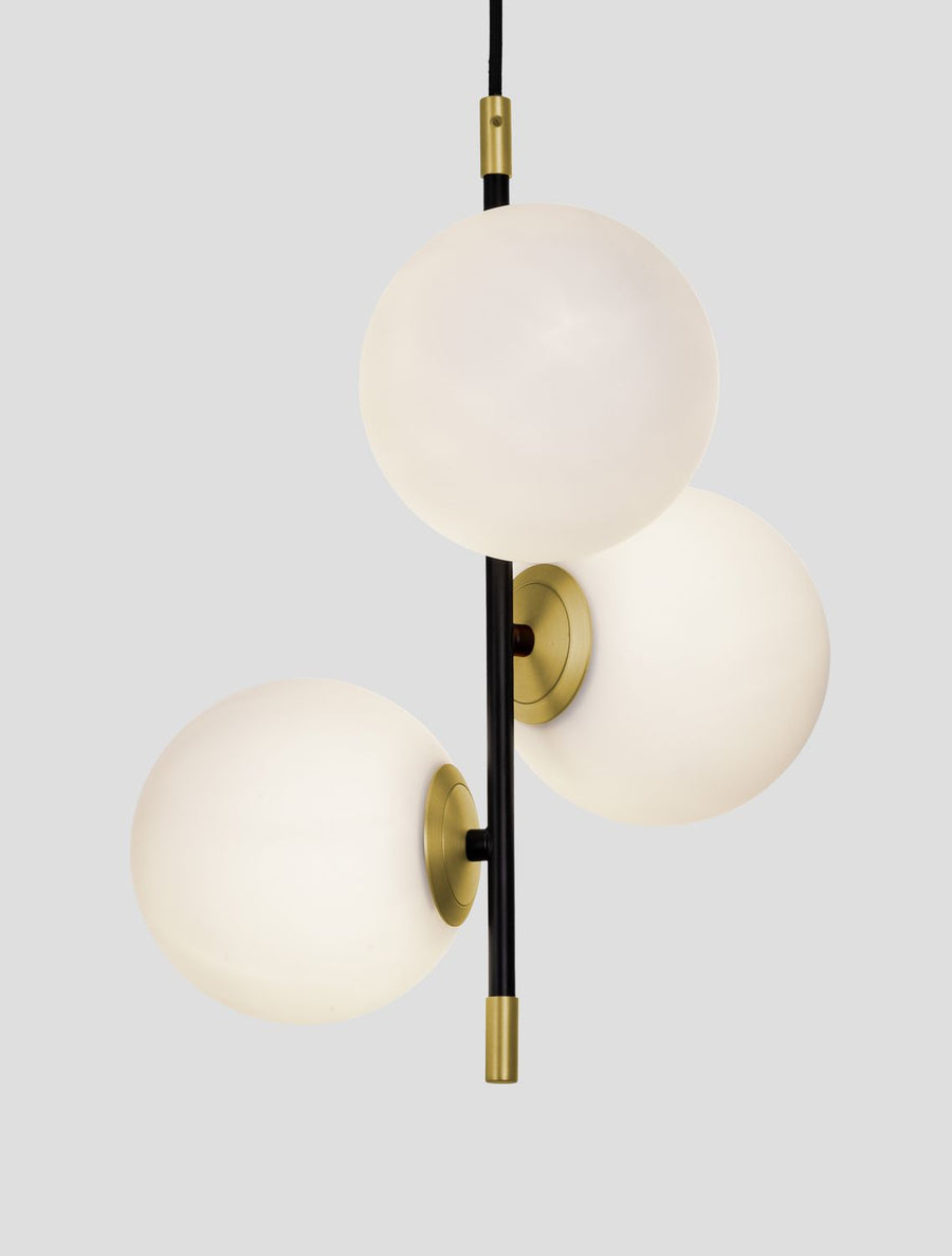 Suspension GIT 3 lumières dorée, verre