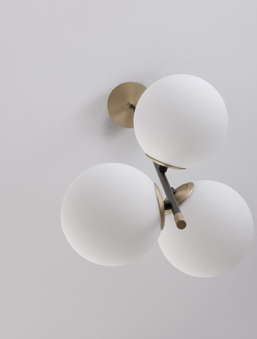 Suspension GIT 3 lumières dorée, verre