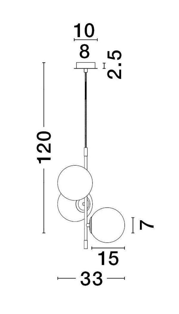 Suspension GIT 3 lumières dorée, verre