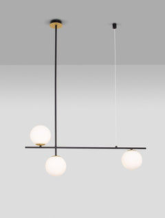 Suspension GIT 2 lumières dorée, verre