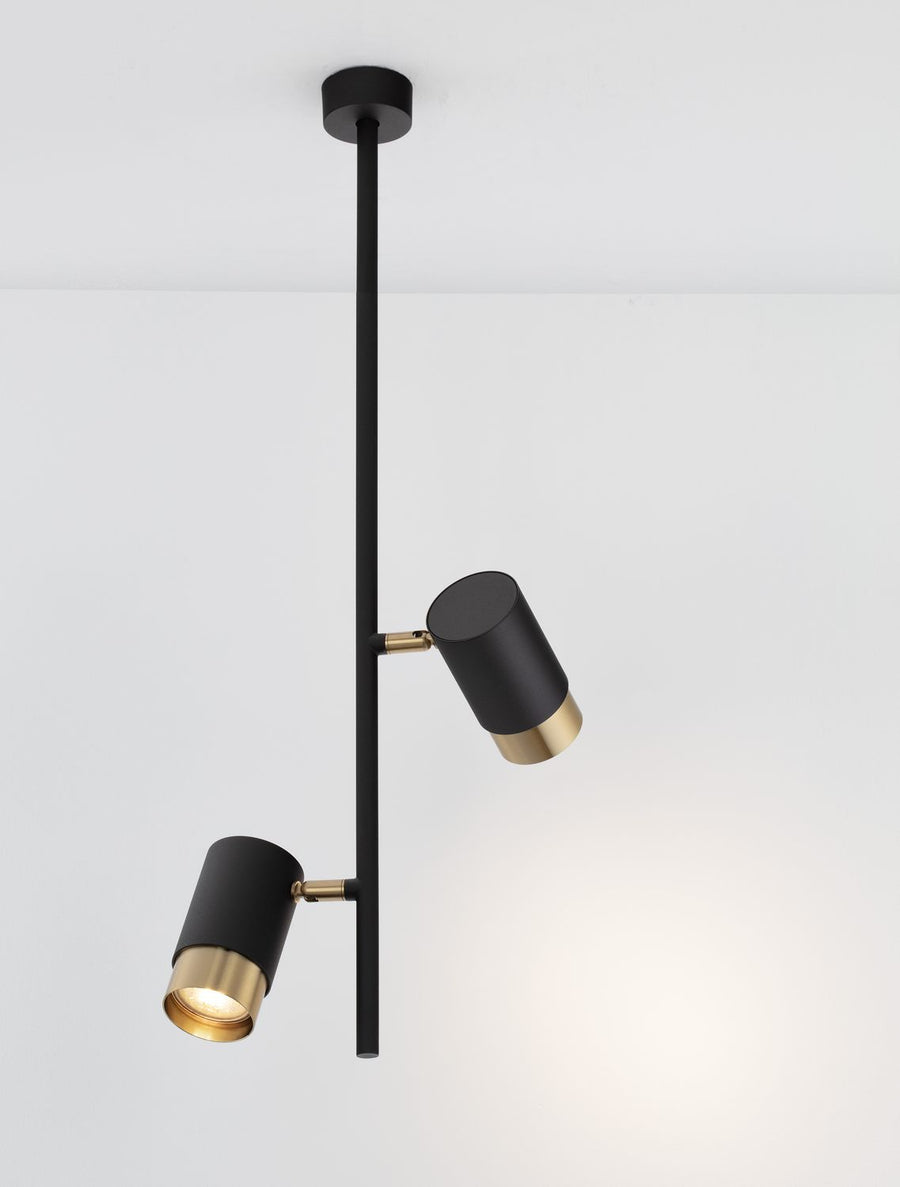 Suspension Pongo 2 lumières noire, H 62,7 cm
