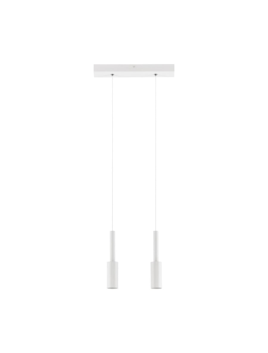 Vue de face du luminaire blanc sur fond blanc avec sa barre de fixation