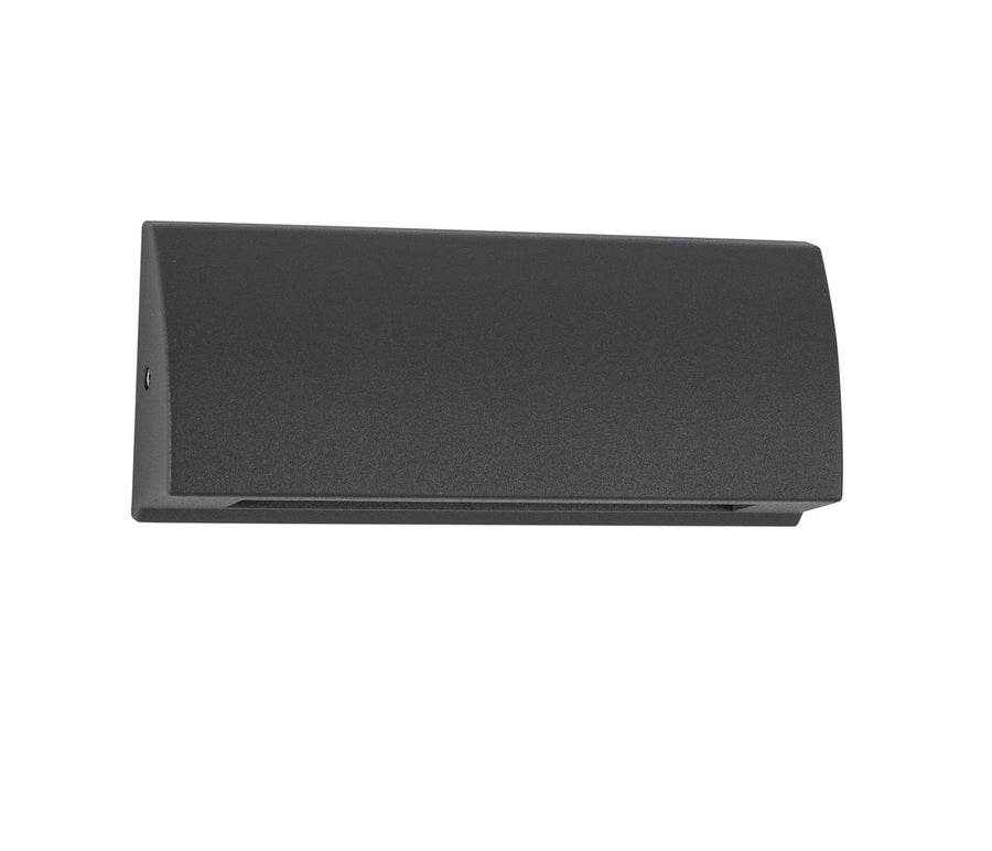 Vue de face du luminaire noir rectangulaire isolé sur fond blanc.