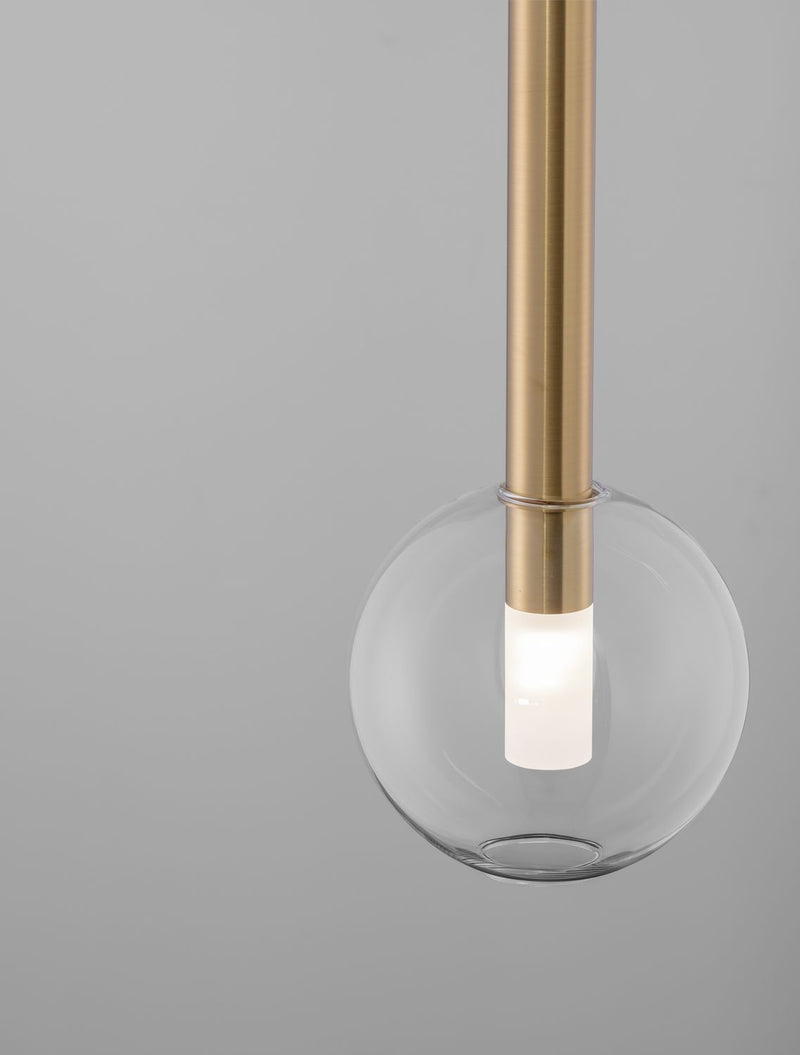 Suspension Amelia dorée, verre, H 150 cm