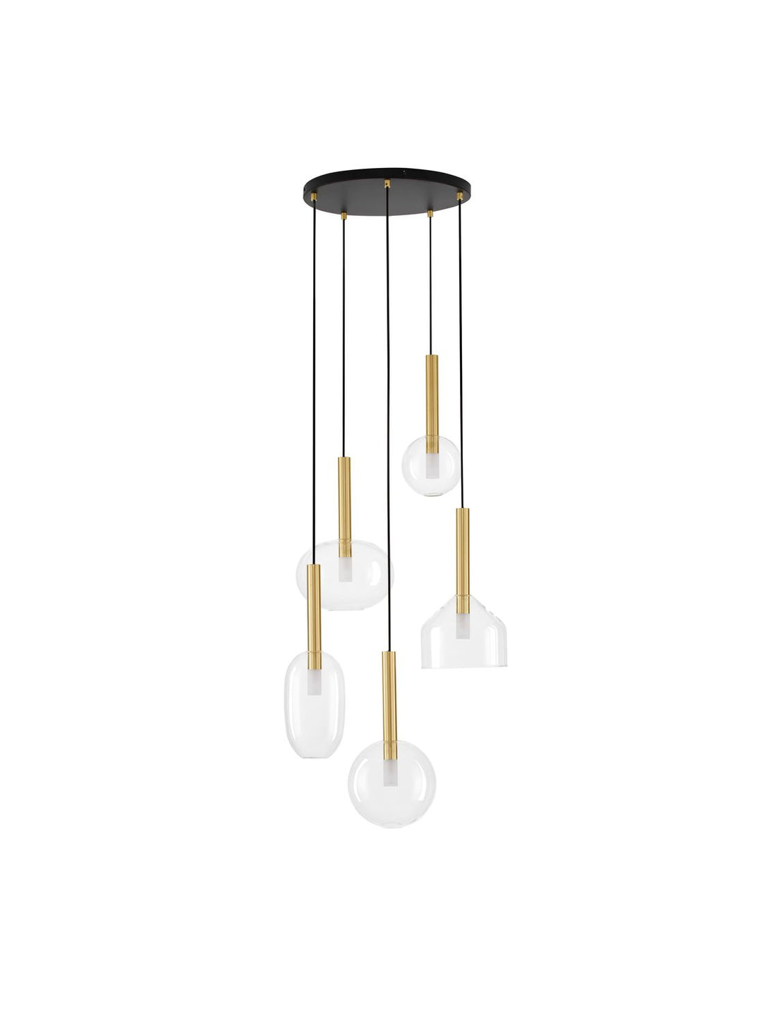 Suspension Amelia 5 lumières noire, verre