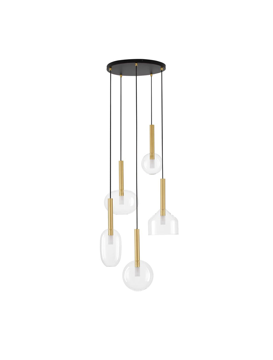 Suspension Amelia 5 lumières noire, verre