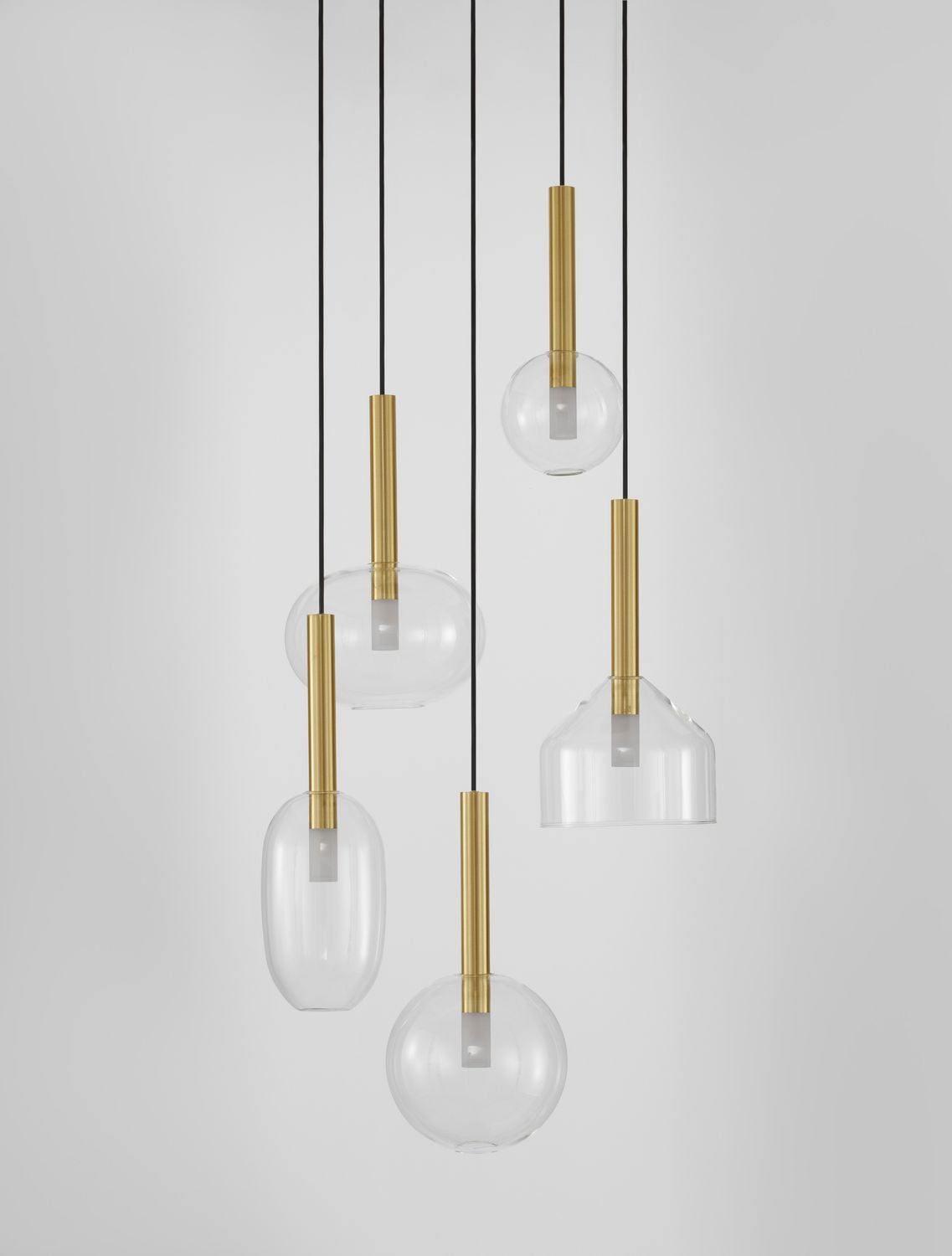 Suspension Amelia 5 lumières noire, verre