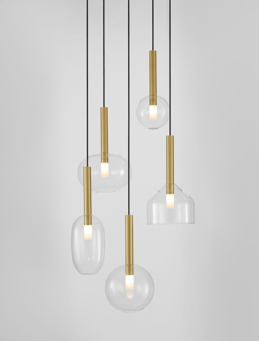 Suspension Amelia 5 lumières noire, verre
