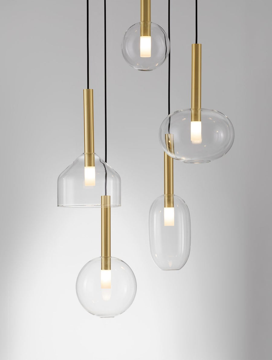 Suspension Amelia 5 lumières noire, verre