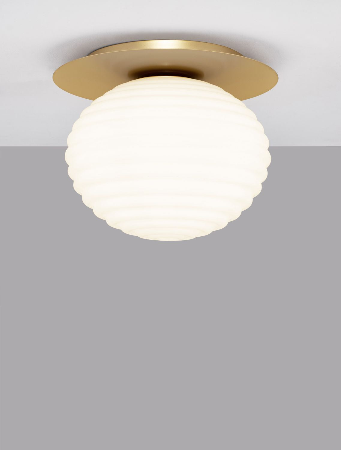 Plafonnier Allen doré, verre, Ø 35 cm