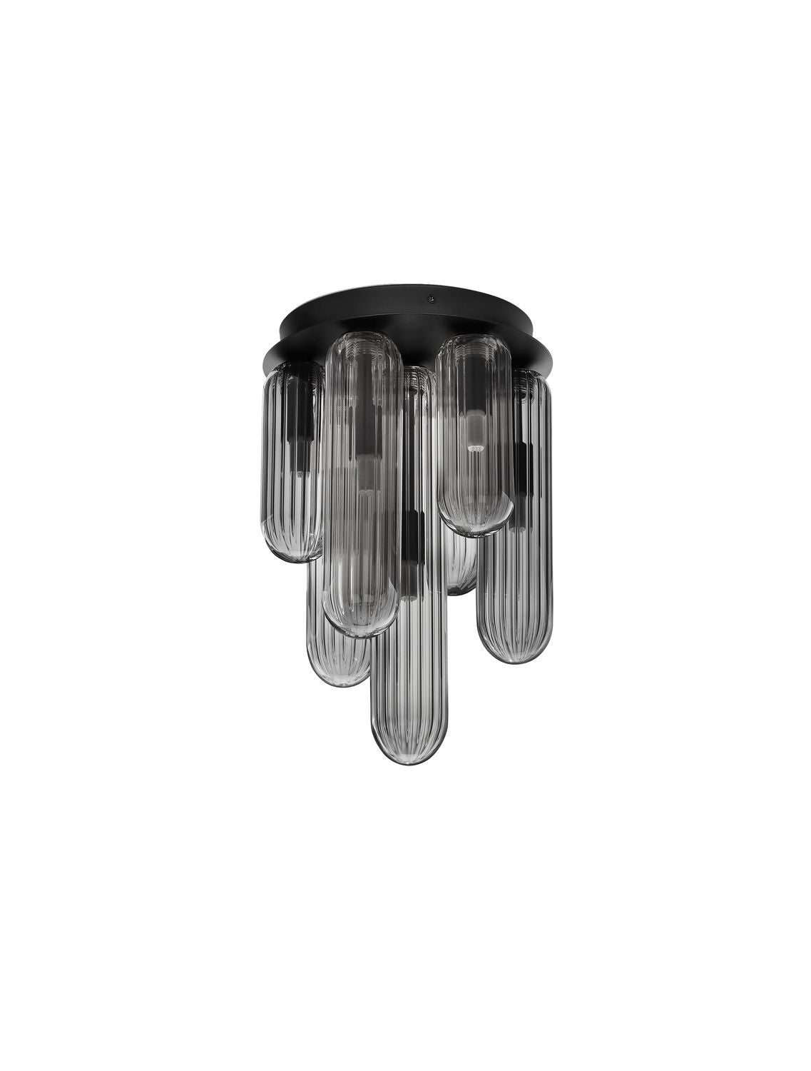Plafonnier Gustave 7 lumières noir, verre