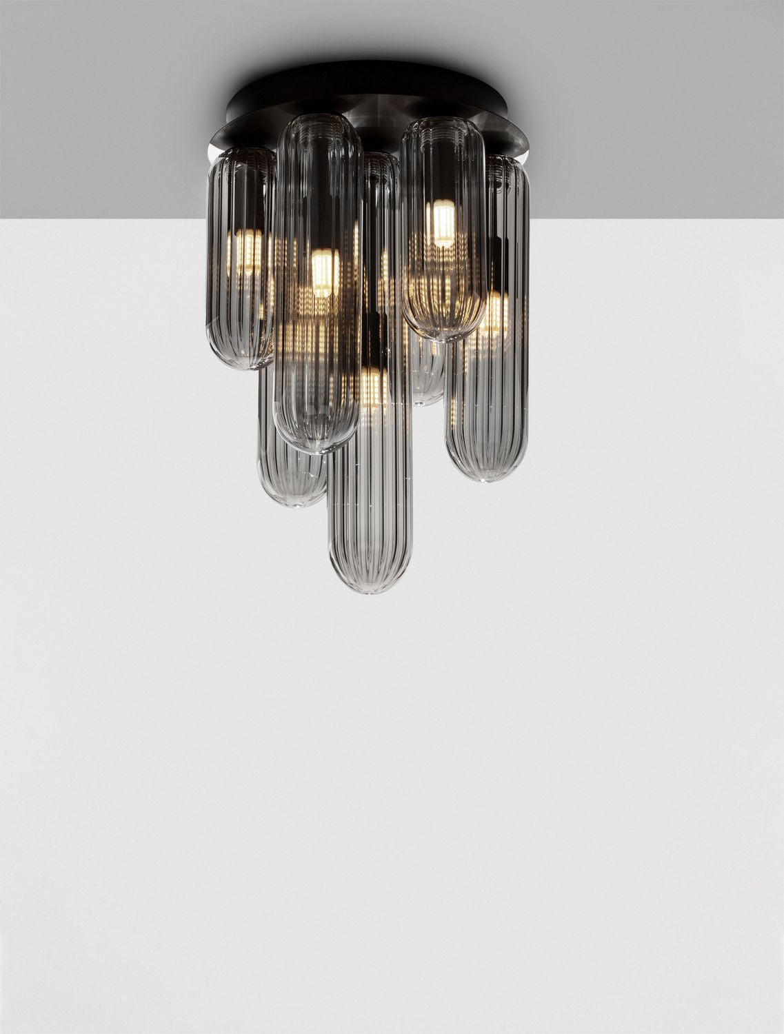 Plafonnier Gustave 7 lumières noir, verre
