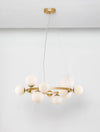 Suspension Odillia 11 lumières dorée, verre