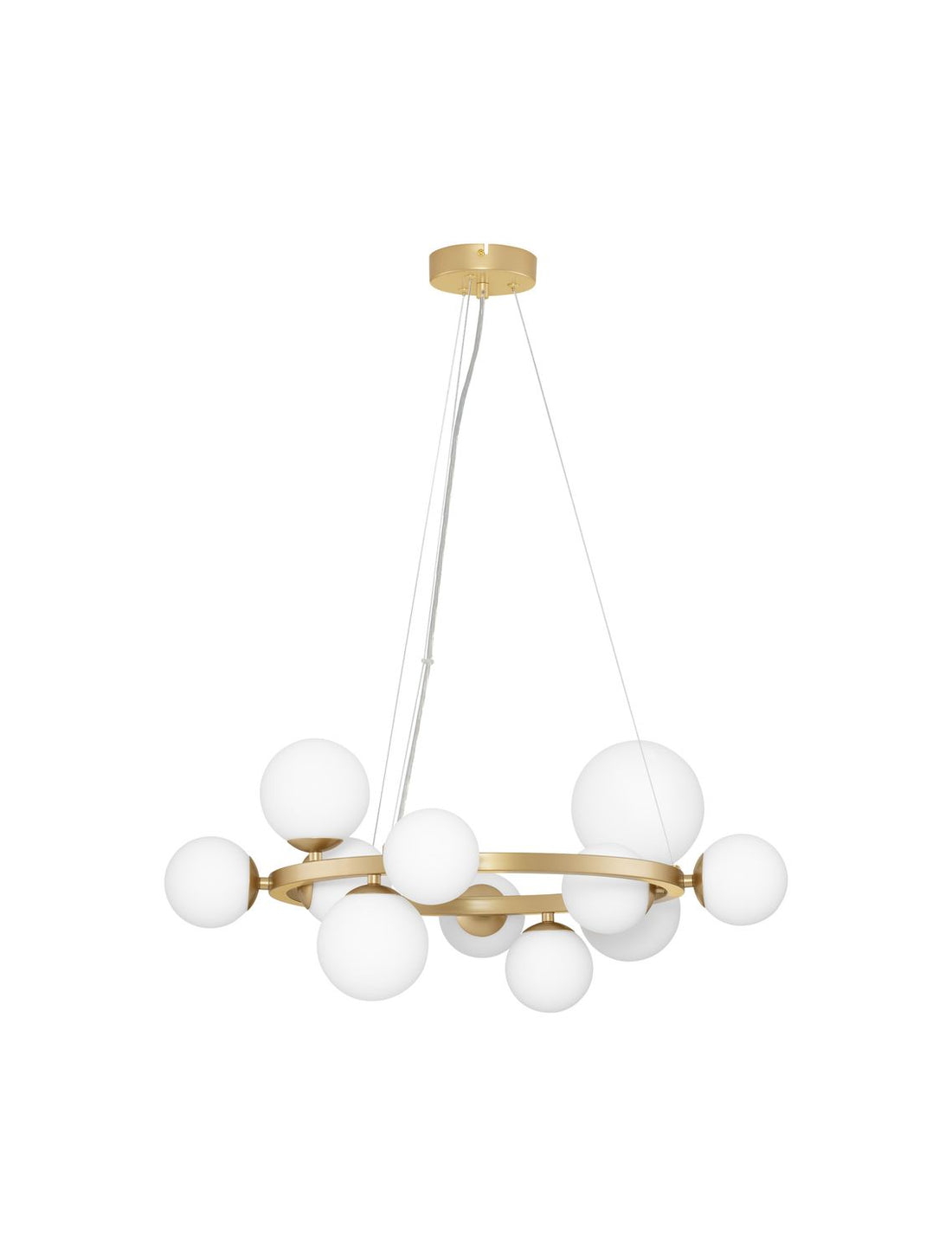 Suspension Odillia 11 lumières dorée, verre