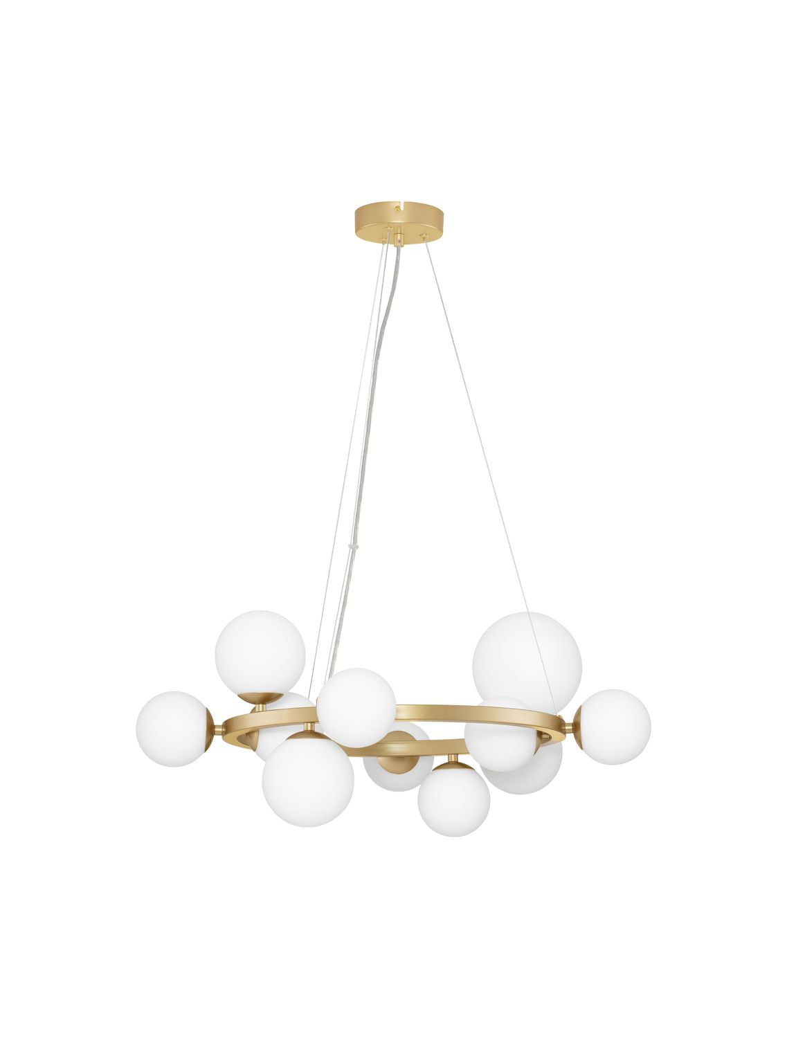 Suspension Odillia 11 lumières dorée, verre