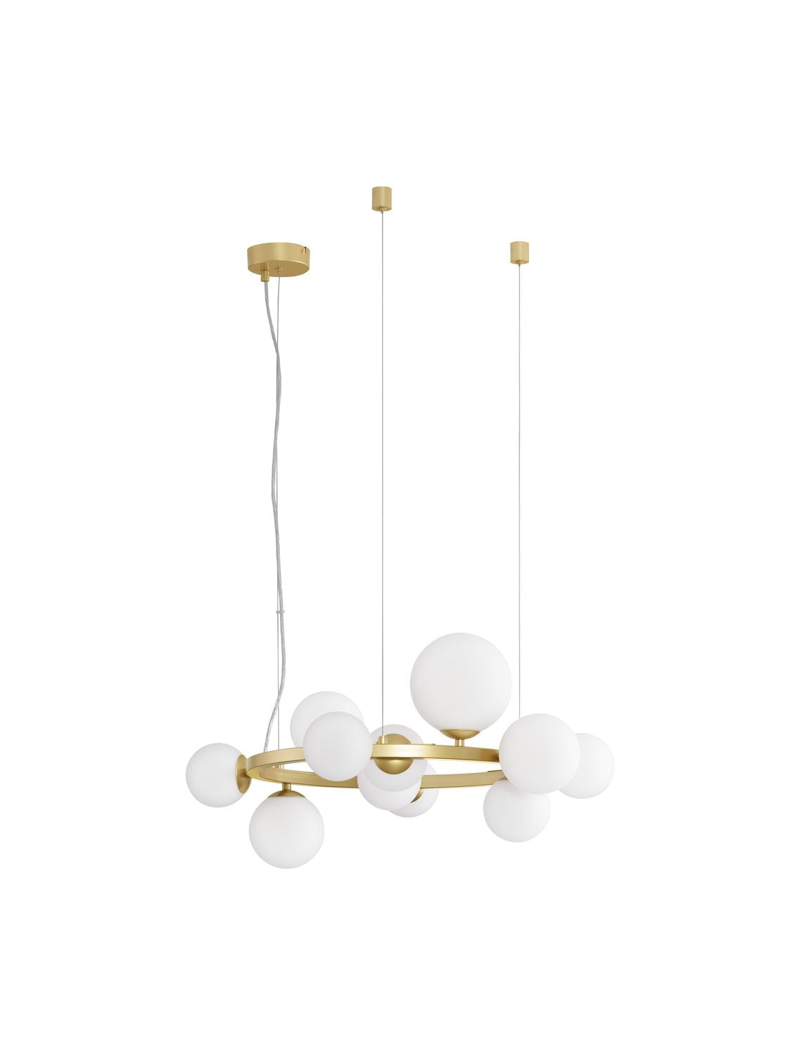 Suspension Odillia 11 lumières dorée, verre