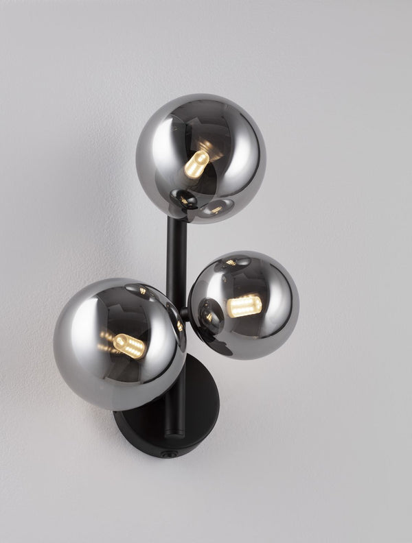 Applique murale Odillia 3 lumières noire, verre (9028861)