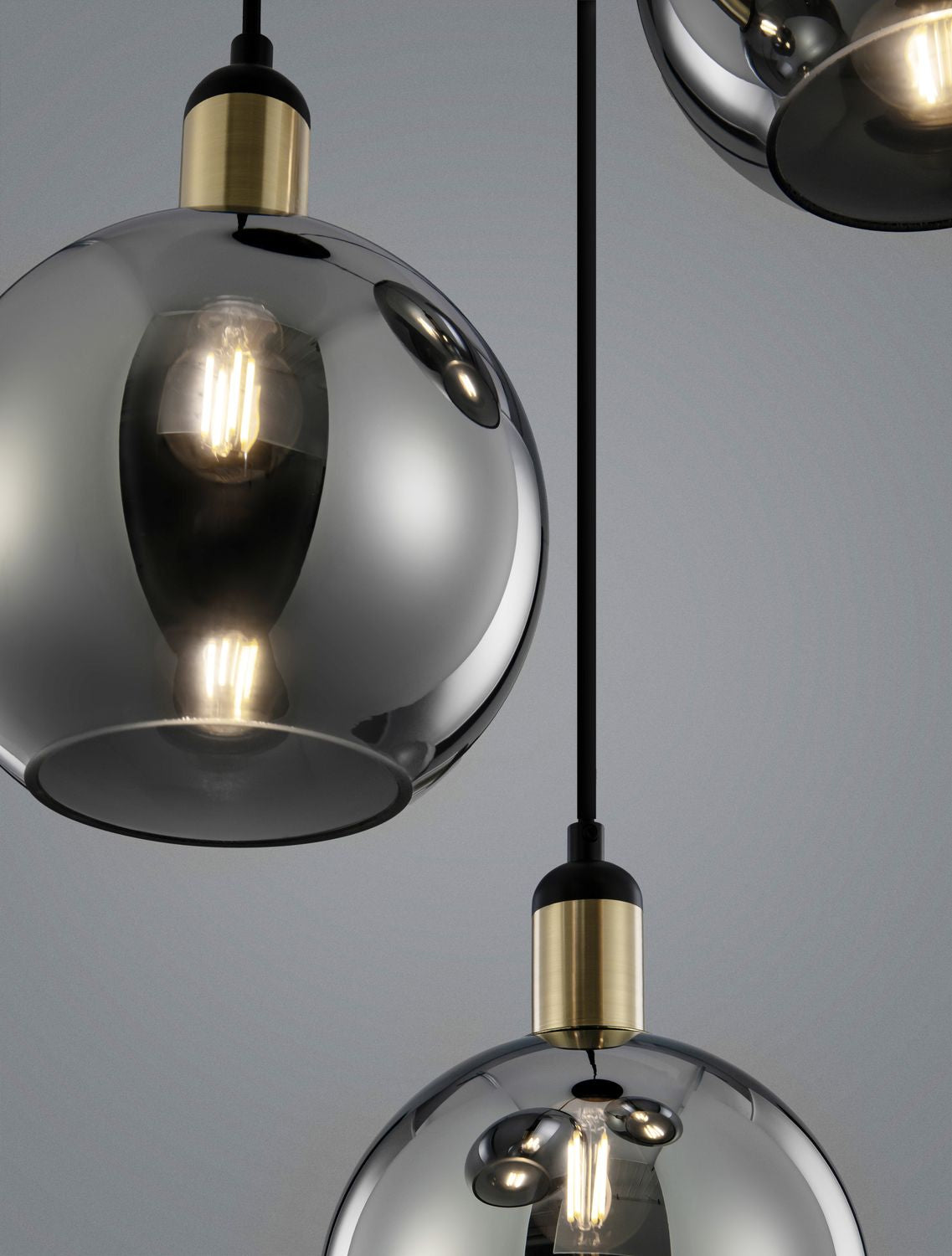 Suspension Mirro 3 lumières dorée, verre