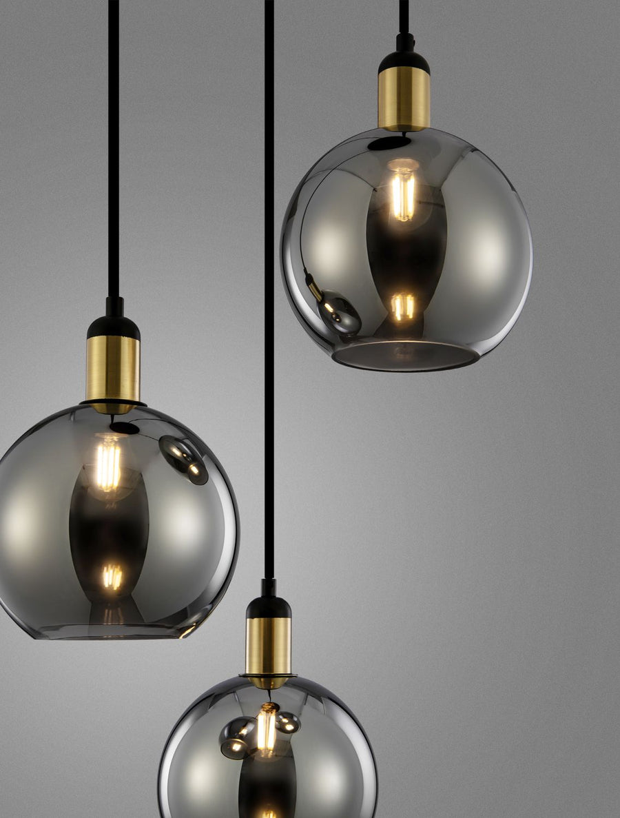 Suspension Mirro 3 lumières dorée, verre