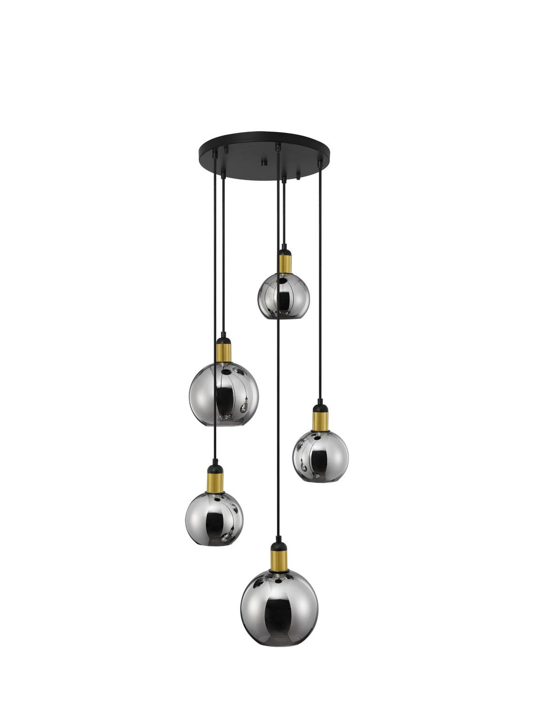 Suspension Mirro 5 lumières dorée, verre