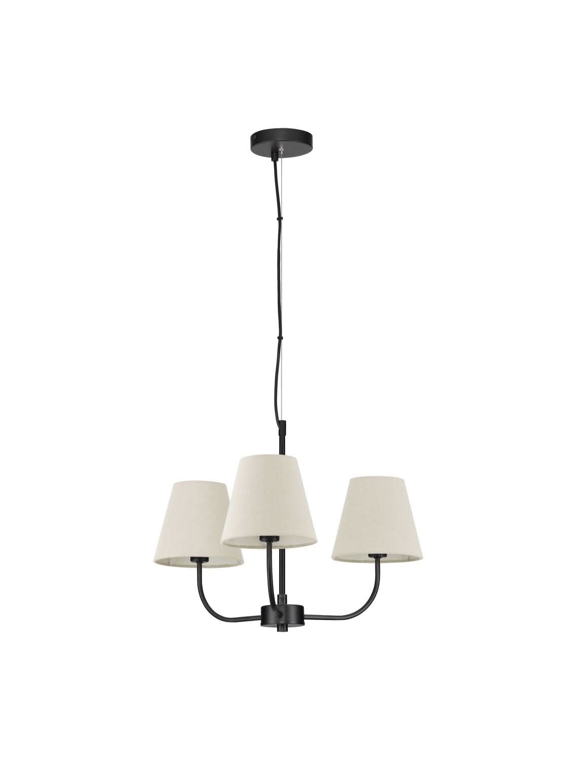 Suspension Moist 3 lumières noire, tissu
