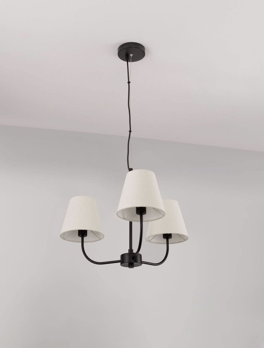 Suspension Moist 3 lumières noire, tissu